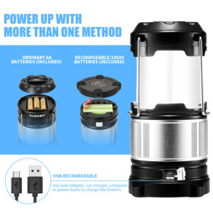 Etekcity Ultra Bright Portable LED Camping Lantern with 3 AA